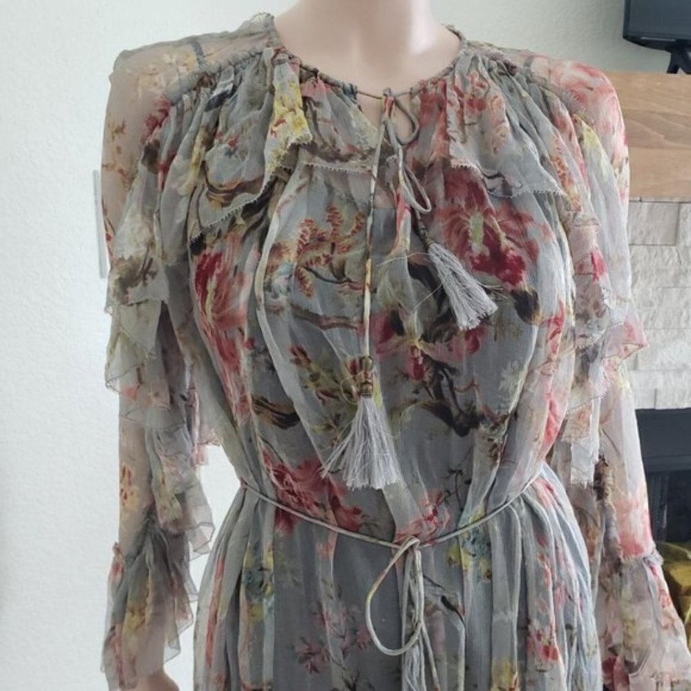 Zimmerman Floating Floral Print Chiffon-Silk Maxi Dress